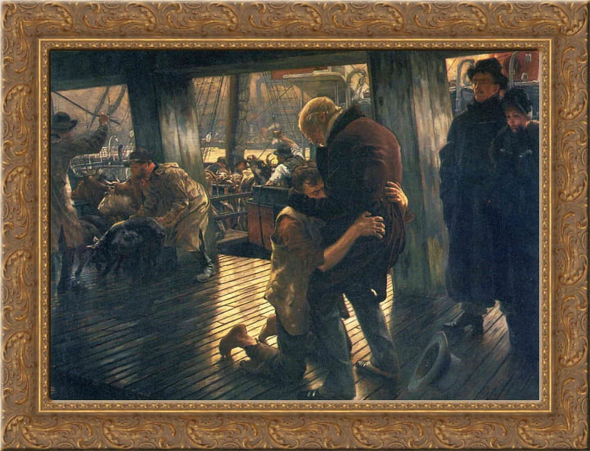 James The Return Son, Wood 24x18 Tissot Ornate Prodigal Art Canvas Gold by Framed