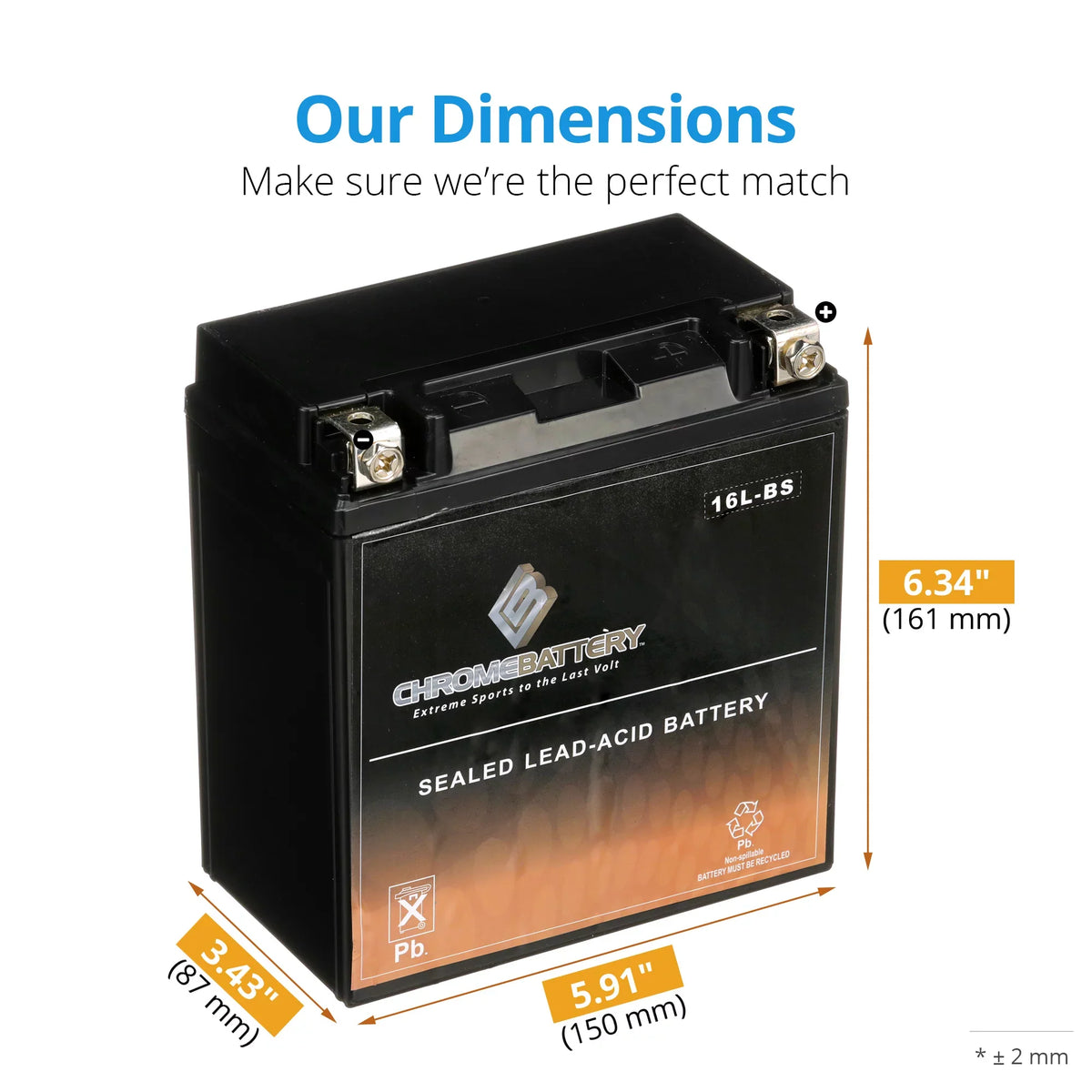 YTX16L-BS Chrome Battery Volt,14 Battery CCA) Ah, Ski Jet Sx 1987 (16L-BS 12 230 Js650 Kawasaki for