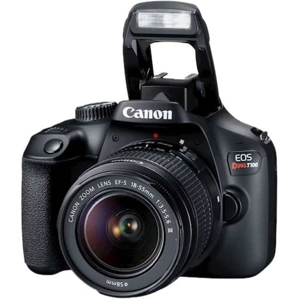 EOS Lens, Rebel with 18 Camera 0.71", 2.17", T100 Digital Black Canon SLR Megapixel