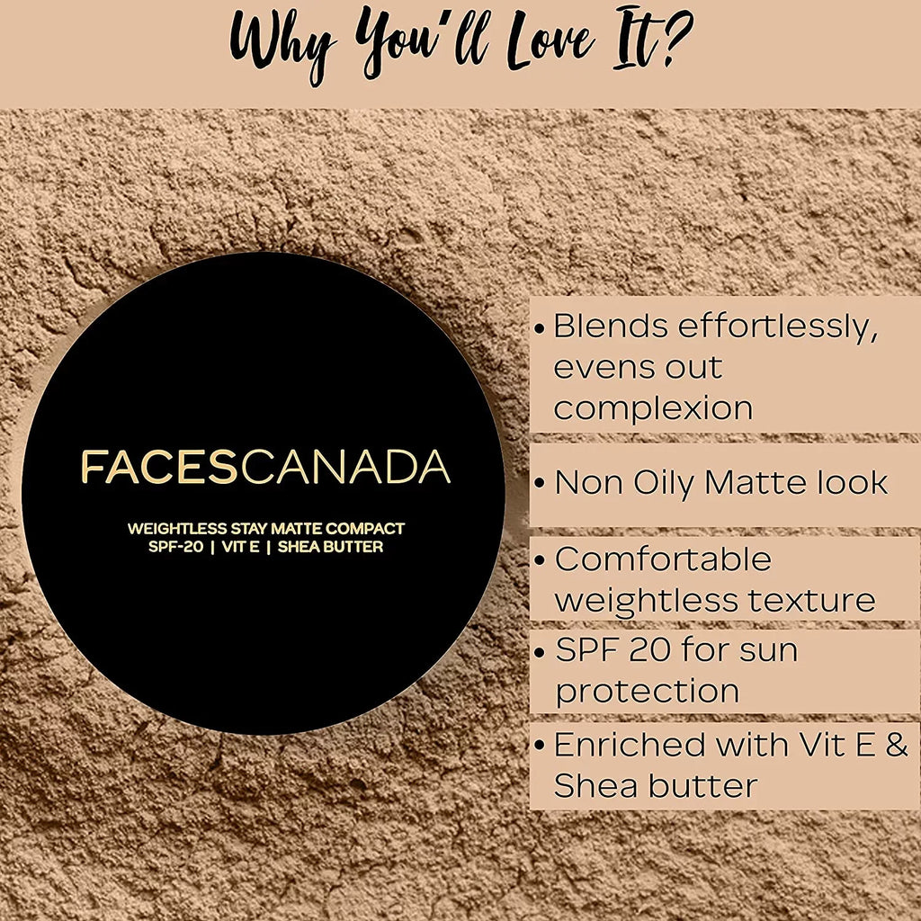 Shea SPF-20 Butter Combo and Vitamin (0.35gm) Magnetase Weightless E Matte Compact - (9gm) Mascara & Canada Natural Faces