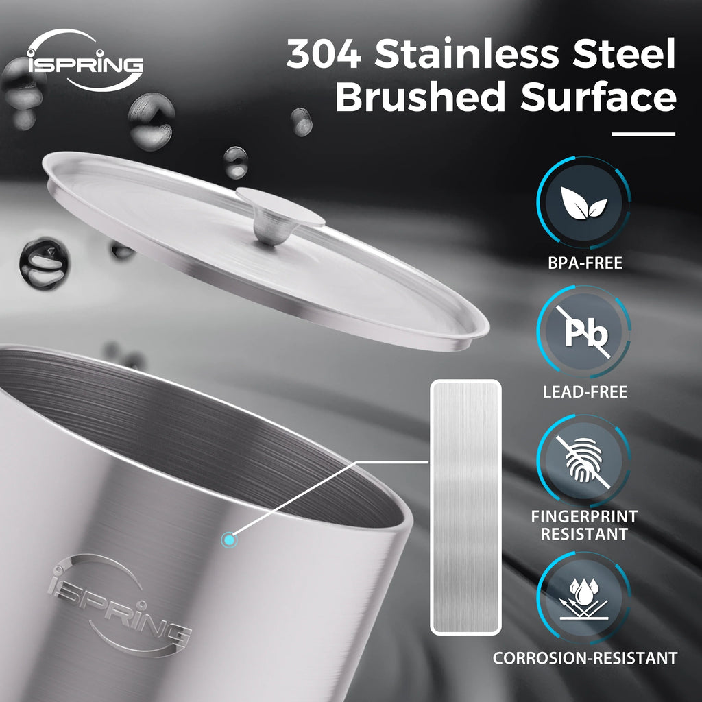 with 2 Reduction,Portable with Water System Water Countertop iSpring Water DGF2-DW Dark Wood Filter Base,3.17 Gallons Gravity-Fed Filters,Chlorine Filter Carbon Stainless Steel Activated