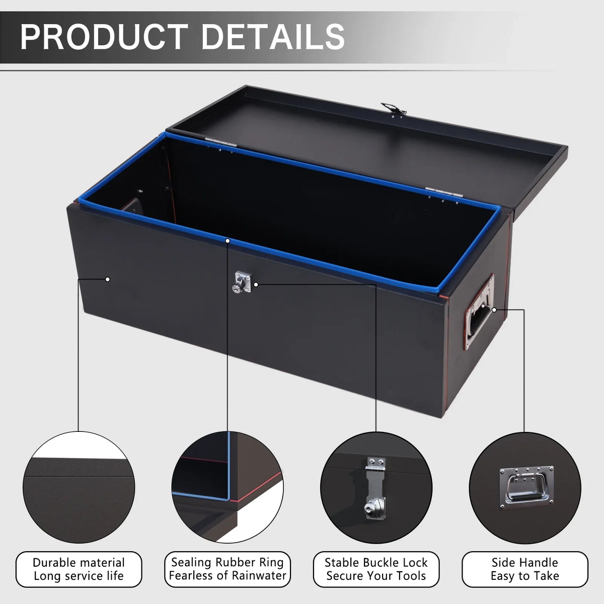 31" and - with Walnest Truck Lock Duty Black Tool Keys Box Steel Side Handle, Heavy