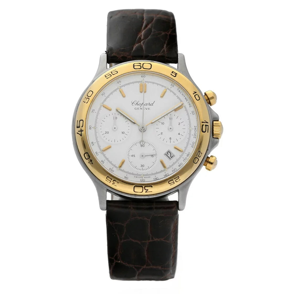 Men's Watch Gold/Steel Quartz W/B Chronograph Chopard Classic 18K Two 8144 Tone
