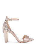M Dress Embellished BADGLEY Heeled Round Strap Womens 10 Block Heel Seina Toe Sandal Beige Buckle MISCHKA Ankle