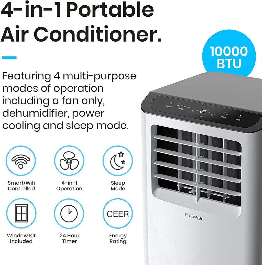 Air Fan, Room Timer, Night, Air Unit, Conditioner Wifi Conditioning Smart Kit, BTU Venting Portable with in Portable Window 1 QCAI Conditioner Dehumidifier, 10000 450SqFt Unit Air 4 for AC