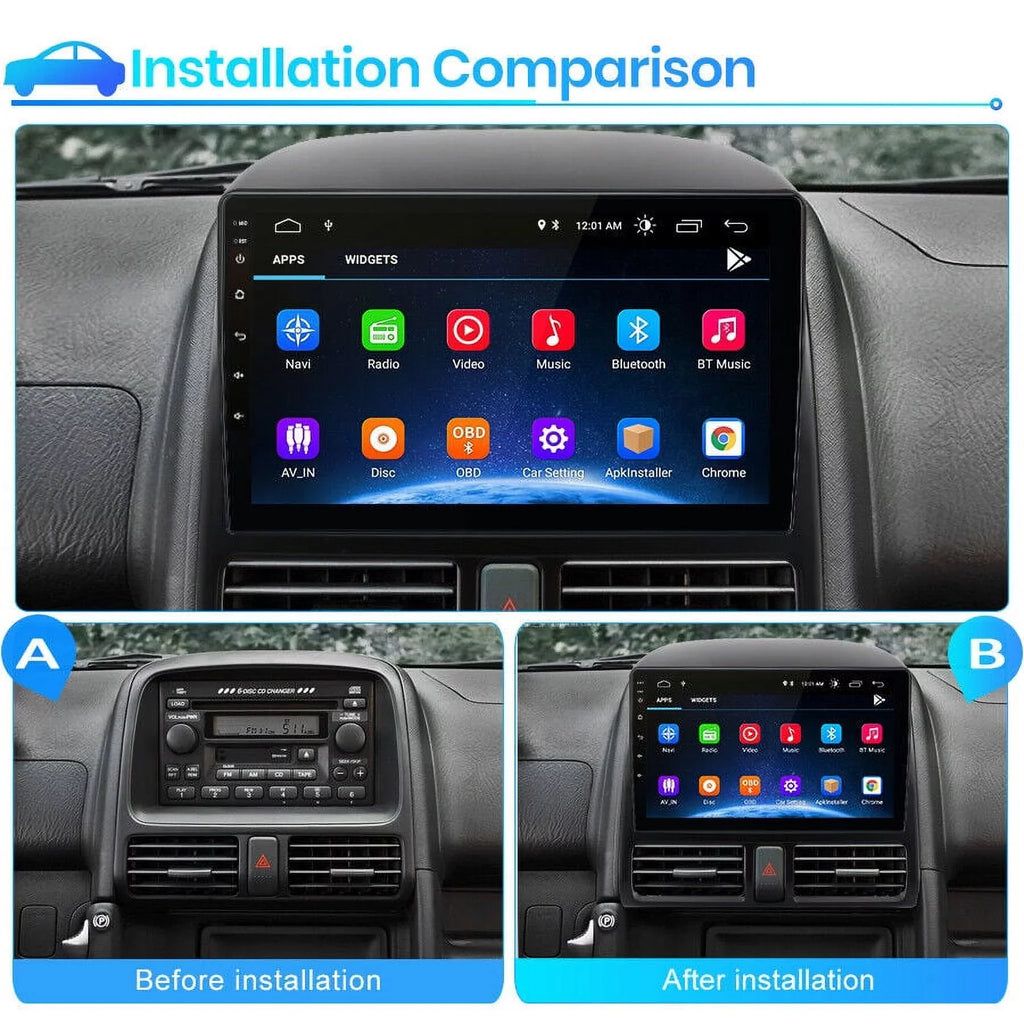Wireless Navigator Honda AWESAFE 2001 Link CRV Touch 2006,2+32GB Auto Inch with 9 Car 2003 Bluetooth Mirror Carplay Radio 2005 Stereo GPS Radio Android WiFi 2002 FM 2004 Screen for