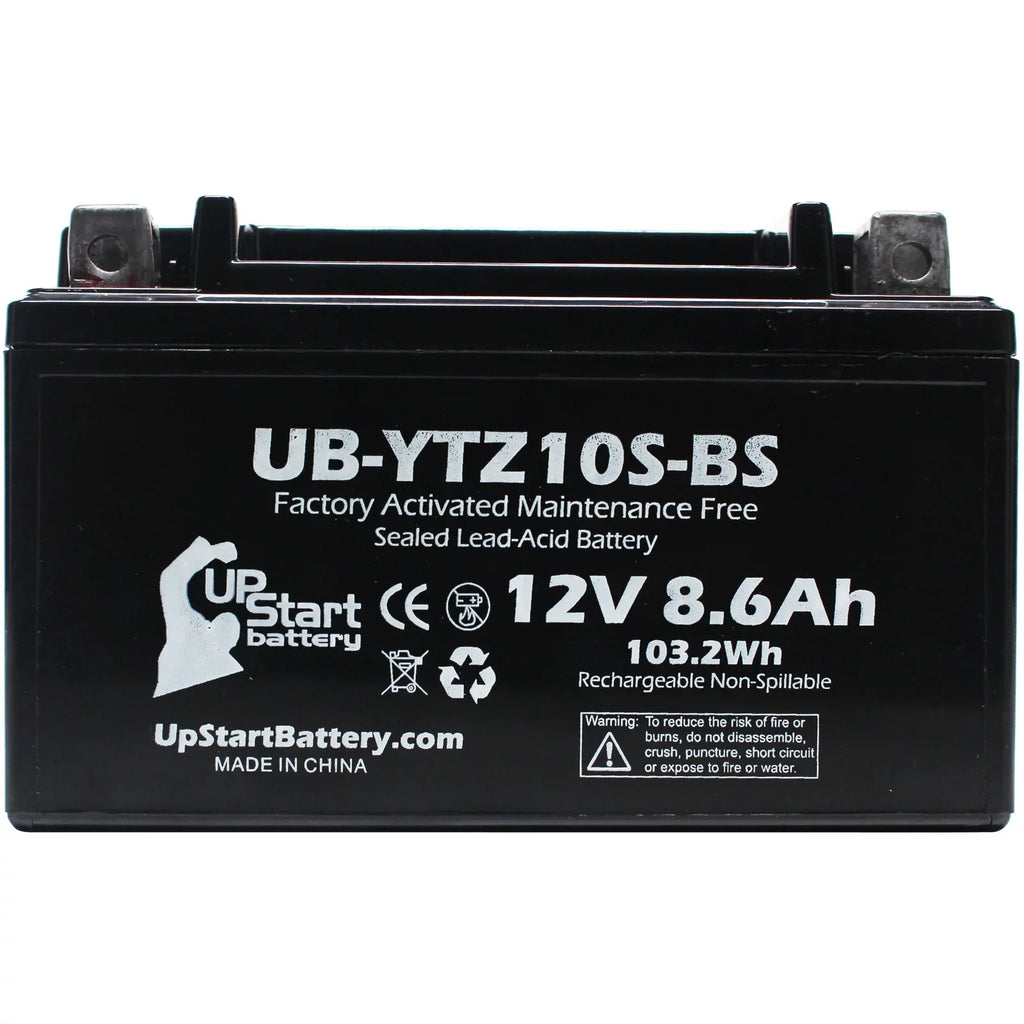 UB-YTZ10S-BS Battery Yamaha 4-Pack 2005 12V, Factory Motorcycle Maintenance YZF-R1 Free, for 1000CC UpStart - Battery Activated, Replacement 8.6Ah,