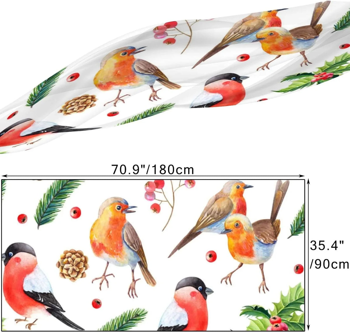 Scarf Scarves Wrap Leaves Long Girls Christmas Bird Lightweight Hyjoy Watercolor with Neck for Women Shawl Silk