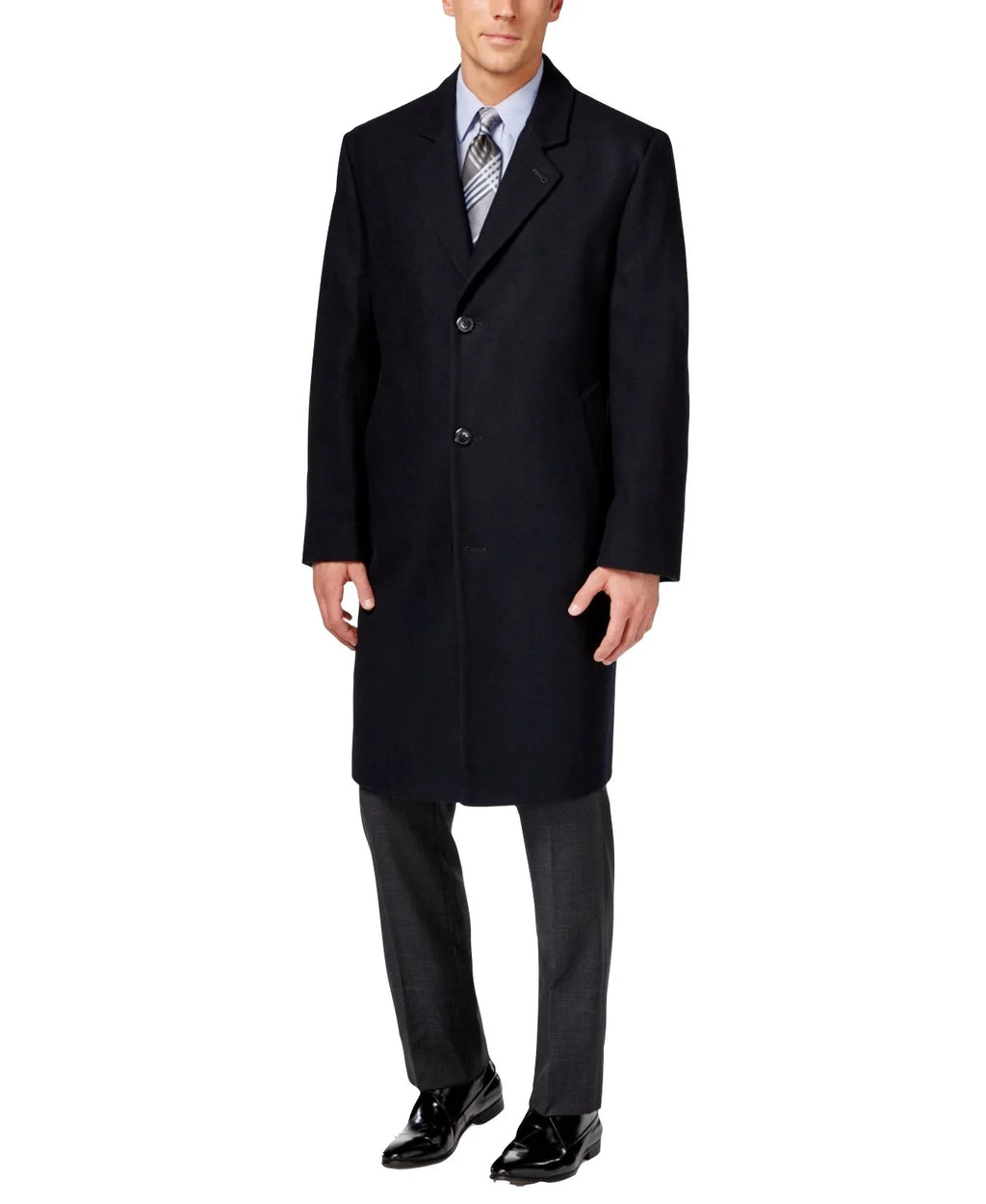 and Fog Tall Overcoat, London Wool-Blend Signature Big 52R Black,
