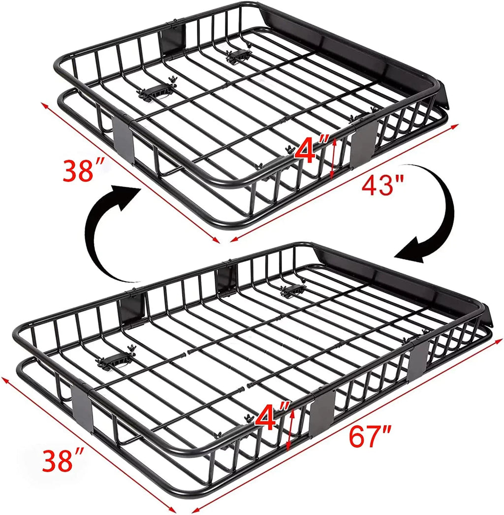 39" Car Holder for Capacity with Cargo 250LBS Storage Top Basket Duty Steel Universal Rack Travel Carrier Extension Weight Roof 6'' 64" x Luggage HECASA SUV Heavy x