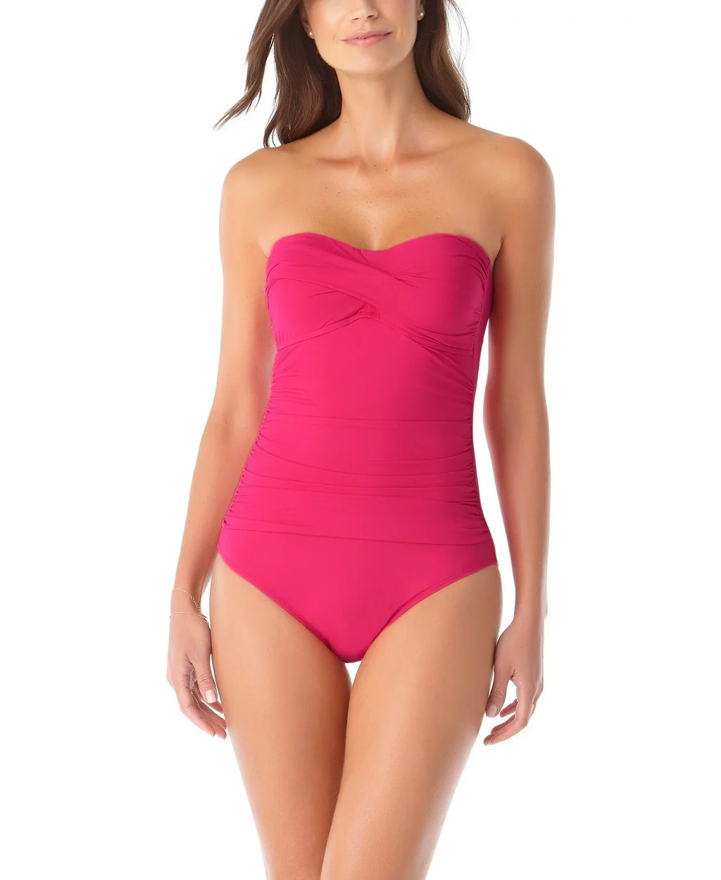 US Ruched One-Piece Swimsuit, Anne BERRY Twist-Front 16 Cole