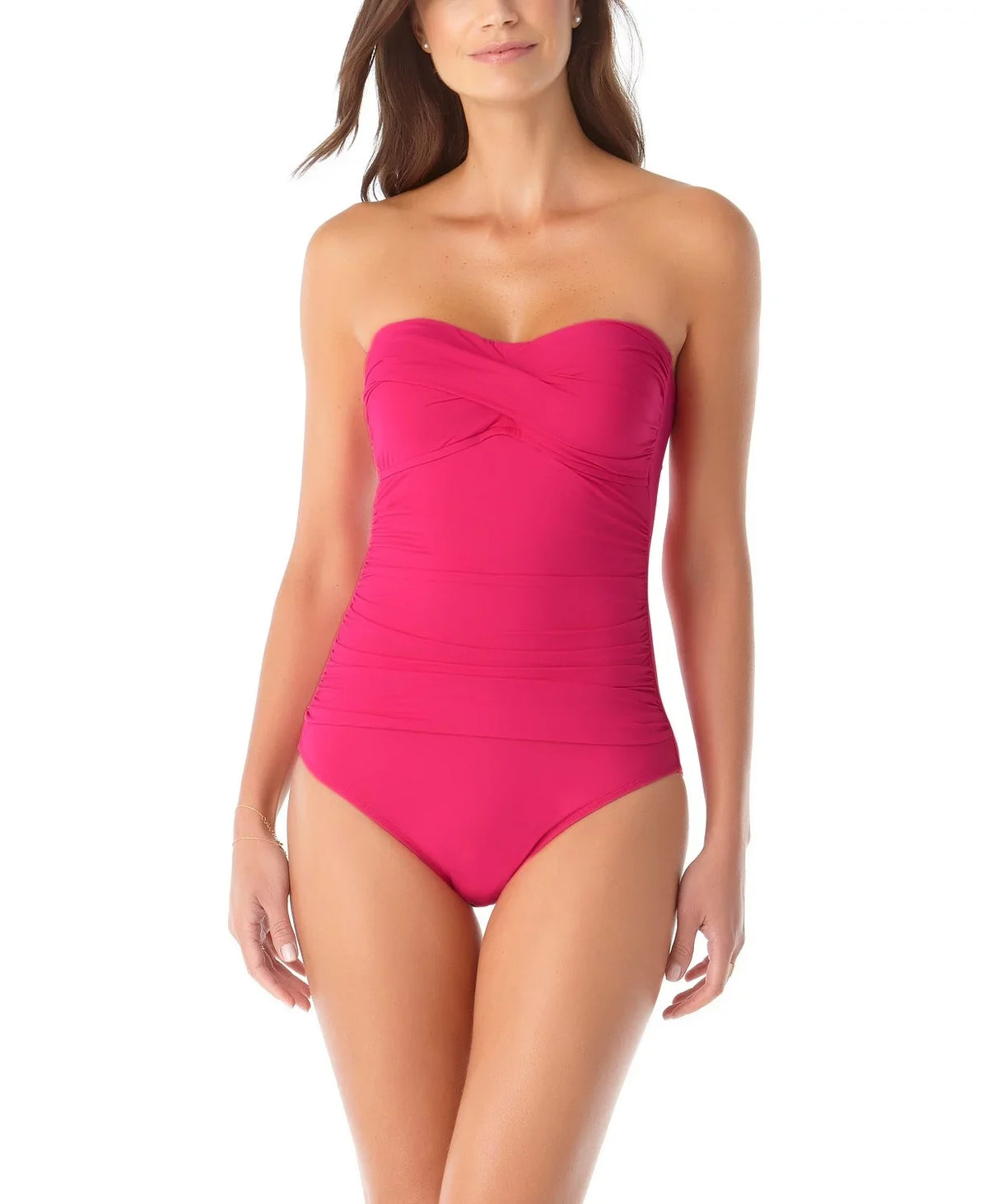 US Ruched One-Piece Swimsuit, Anne BERRY Twist-Front 16 Cole