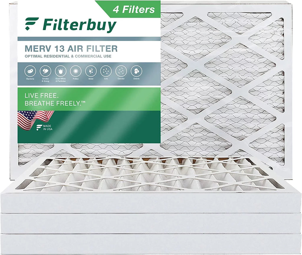 MERV AC 16x25x2 (4-Pack) Air Furnace Filters 13 Filterbuy HVAC Pleated