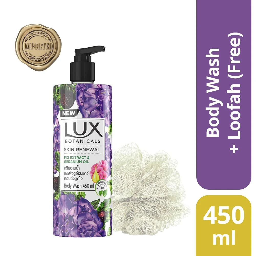 Loofah, Paraben, 450 Gel, Free Botanicals Shower Natural No Skin Extracts, Lux Ml Renewal