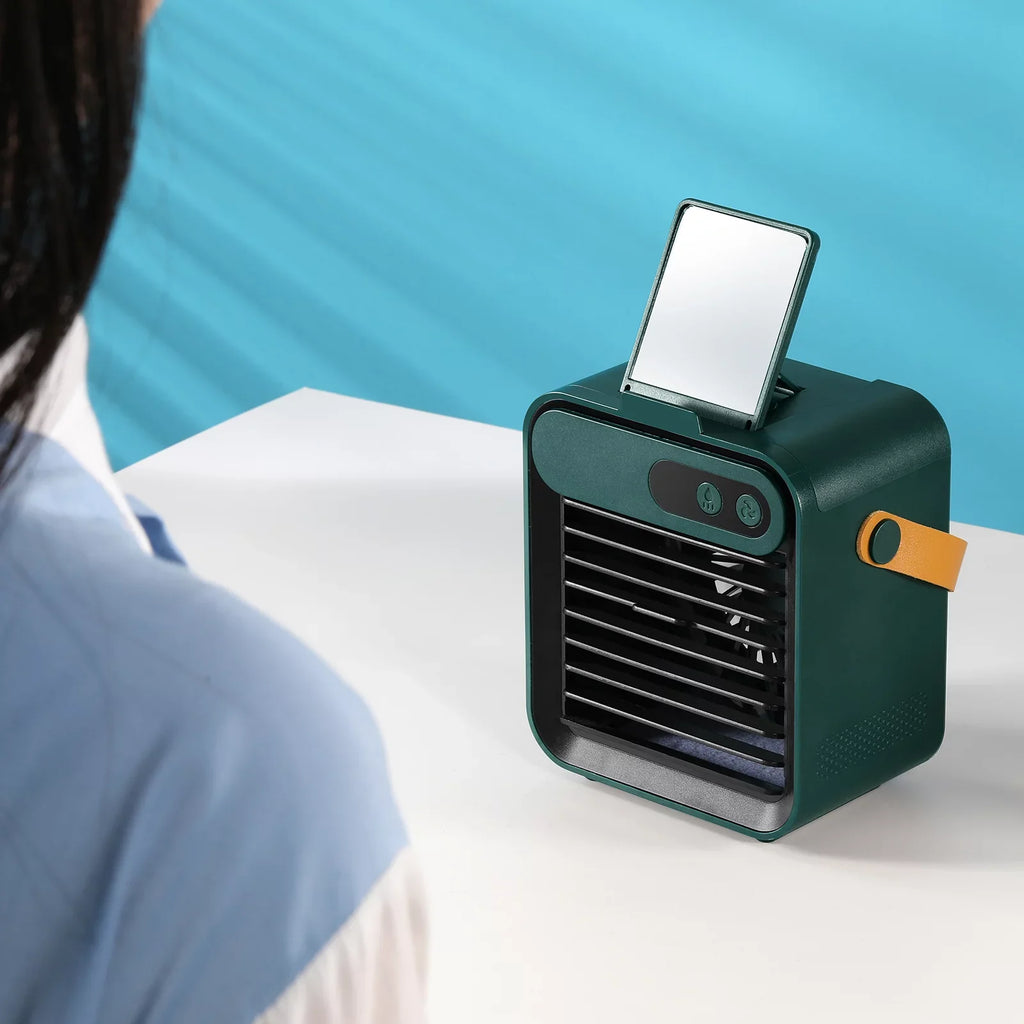 Portable Fan, Phone Fan in with Adjustable 3 Cooling Humidifier and Air mirror Fan with 1 for Speeds Home Desk Personal vanity Air Cooler holder USB Desktop 4 and Office,Bedroom,Car Comvin Fan,Quiet