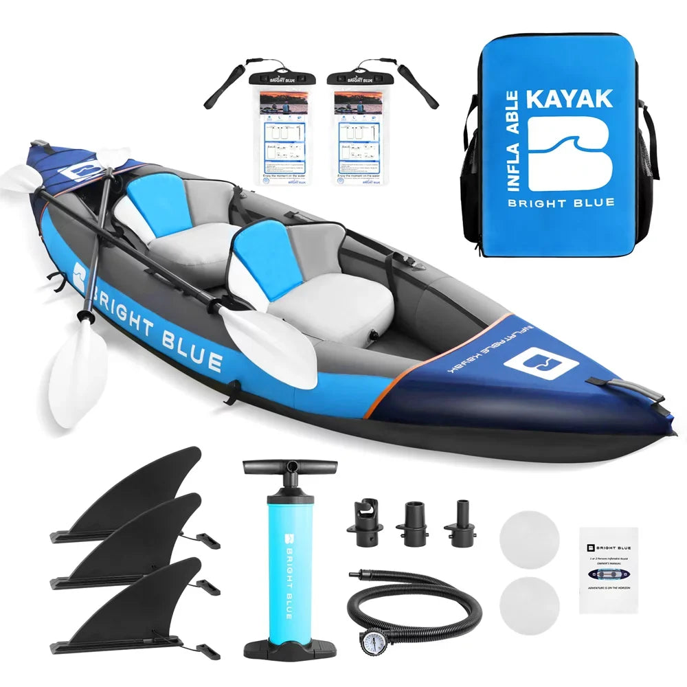 2 Inflatable Paddles Person 2 Blue Sekkvy Set Kayak for Bag Fishing Blow 11ft Fins Up and 3 Angler Kayak Adults Carrying with