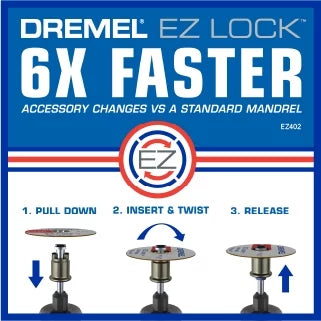 EZ Polish, Accessory Drum Cut, Mandrels 70-Piece to Storage Rotary Sand Tool and Dremel Accessory for All-Purpose Clean, Faster and EZ EZ725 Accessories EZ-Lock Kit, Changes,