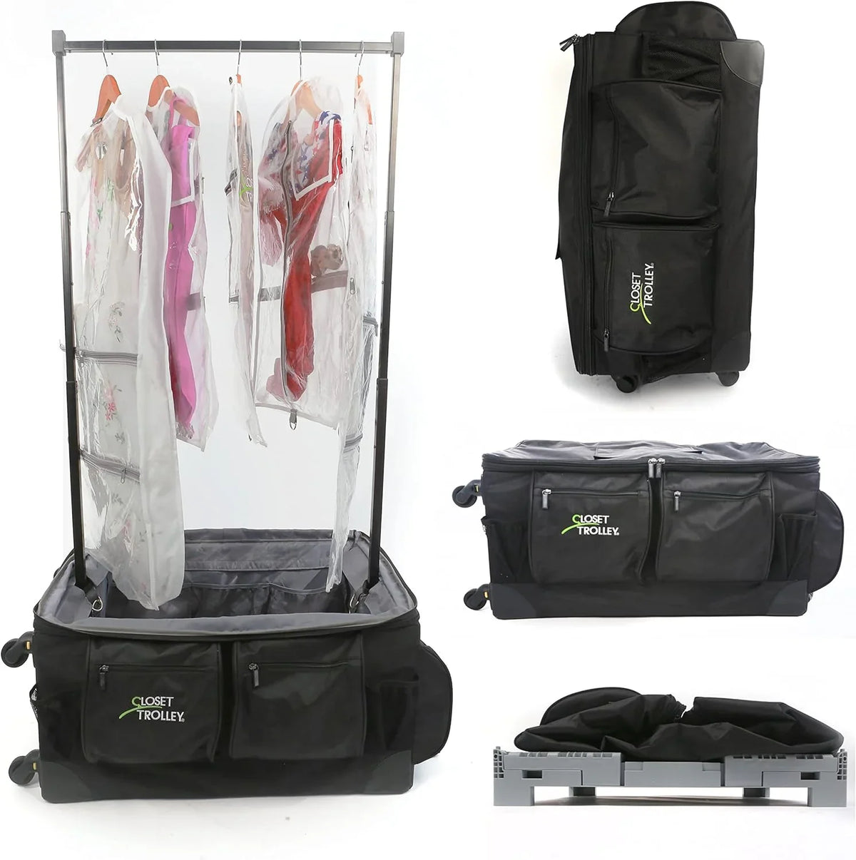 w/No-Lean Rolling Bag BLACK Collapsible Garment - Rack YFbiubiulife Dance
