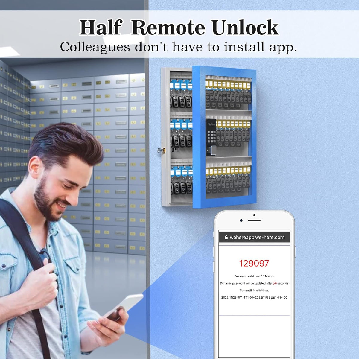 Plus, Mount, Dealership，， for OTP Lock 96 Lockbox, Smart Security Car Half-Remote Bluetooth/Fixed Key APP Cabinet Key Code Share Box Storage Wall