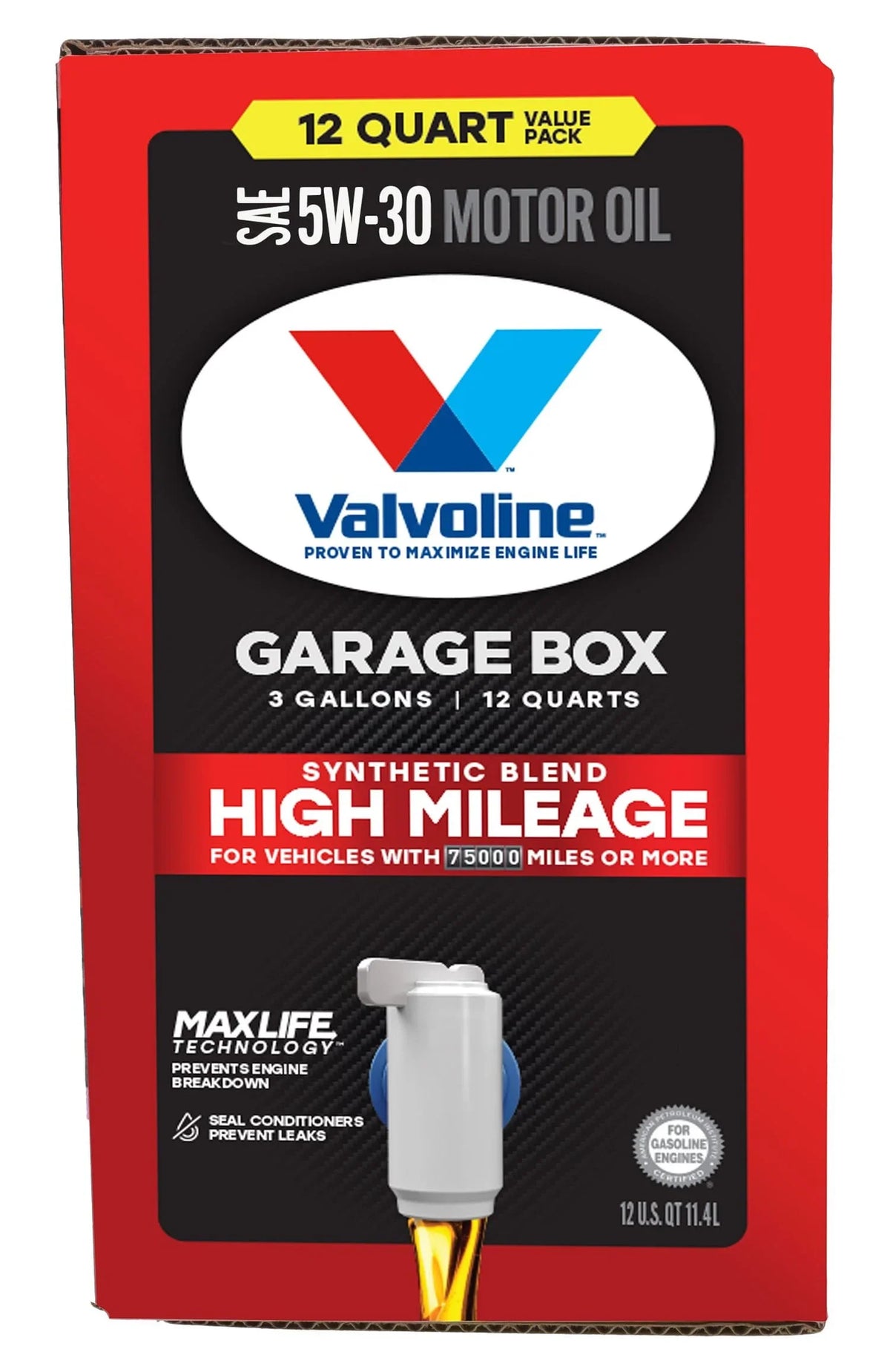 Motor Blend 5W-30 QT Box MaxLife Oil Garage Mileage Synthetic 12 Valvoline High