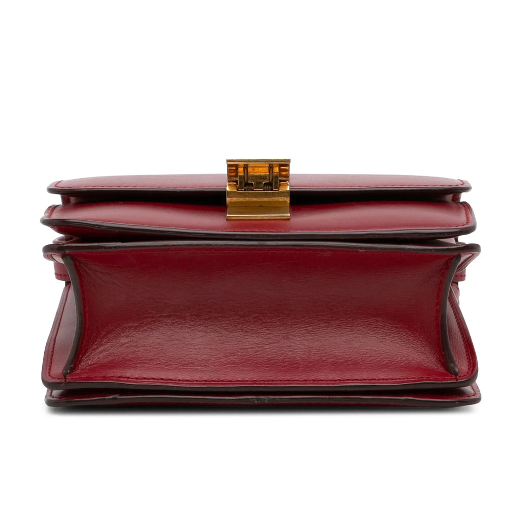 Calf Crossbody Pre-Owned Small (Good) Unisex Classic Box Bag Celine Authenticated Red Leather