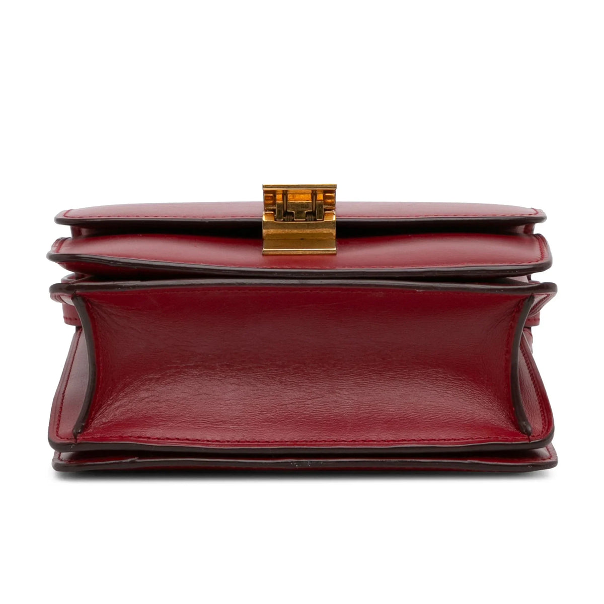 Calf Crossbody Pre-Owned Small (Good) Unisex Classic Box Bag Celine Authenticated Red Leather