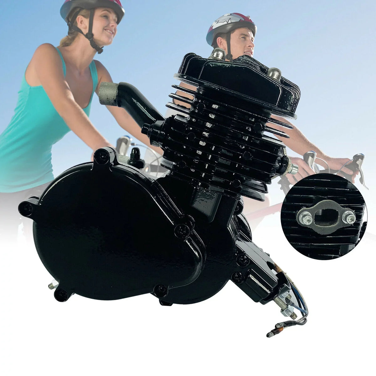 2.94KW Motorized Motor Petrol Bike Cylinder Air-cooled 80CC Start 6500r/min Gas Pull Engine 2-Stroke Bicycle Single Engine for