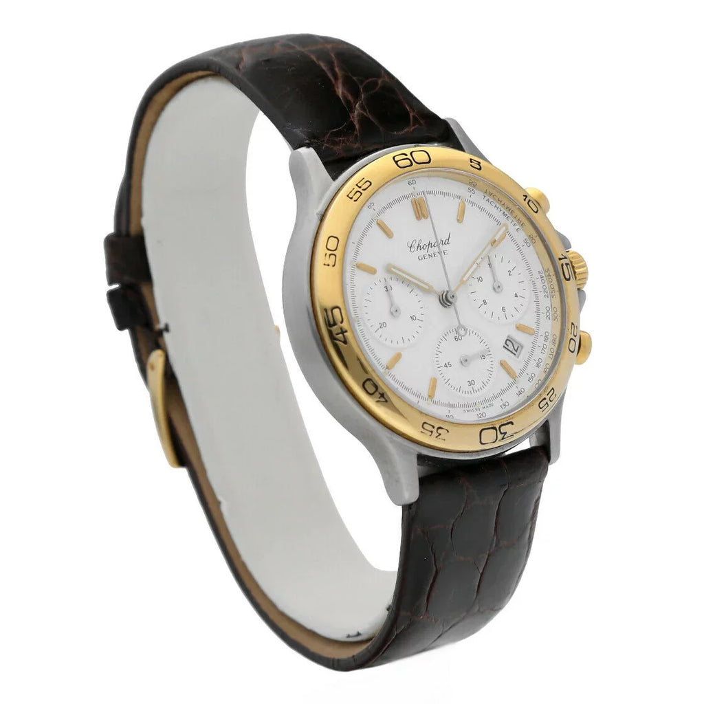 Men's Watch Gold/Steel Quartz W/B Chronograph Chopard Classic 18K Two 8144 Tone