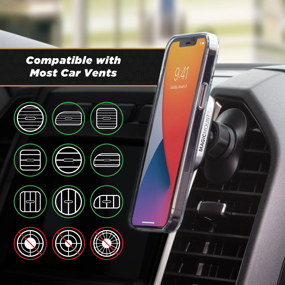 2 MagicMount Scosche Mount Magnetic Dash/Vent Car Pro Kit MP2ODVM-SP1 Phone 4-in-1