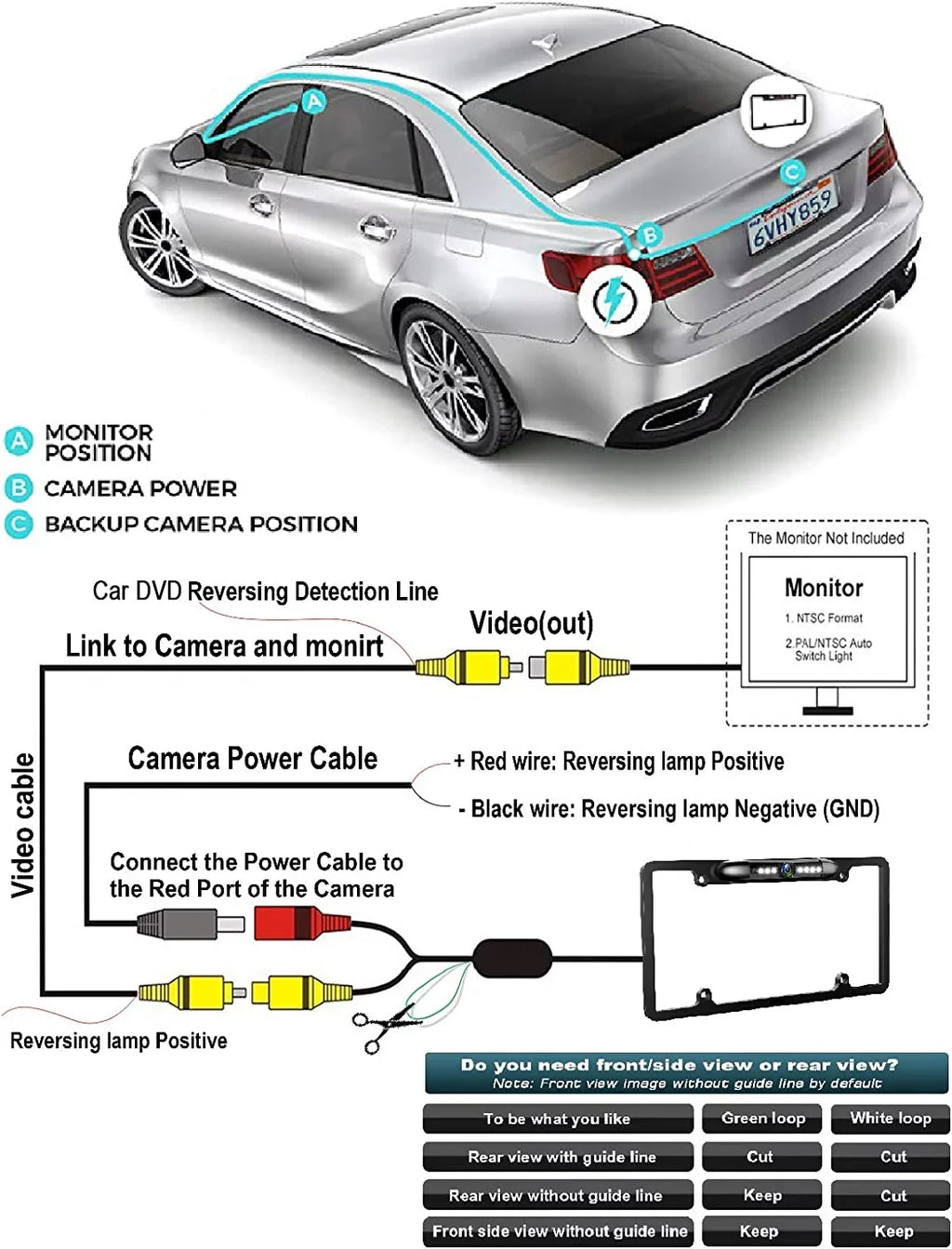 View Rear Silver W/ Camera DDX-25BT Color DDX25BT DDX24BT For KENWOOD Vision Night KW-NT500HDT DDX-26BT DDX26BT