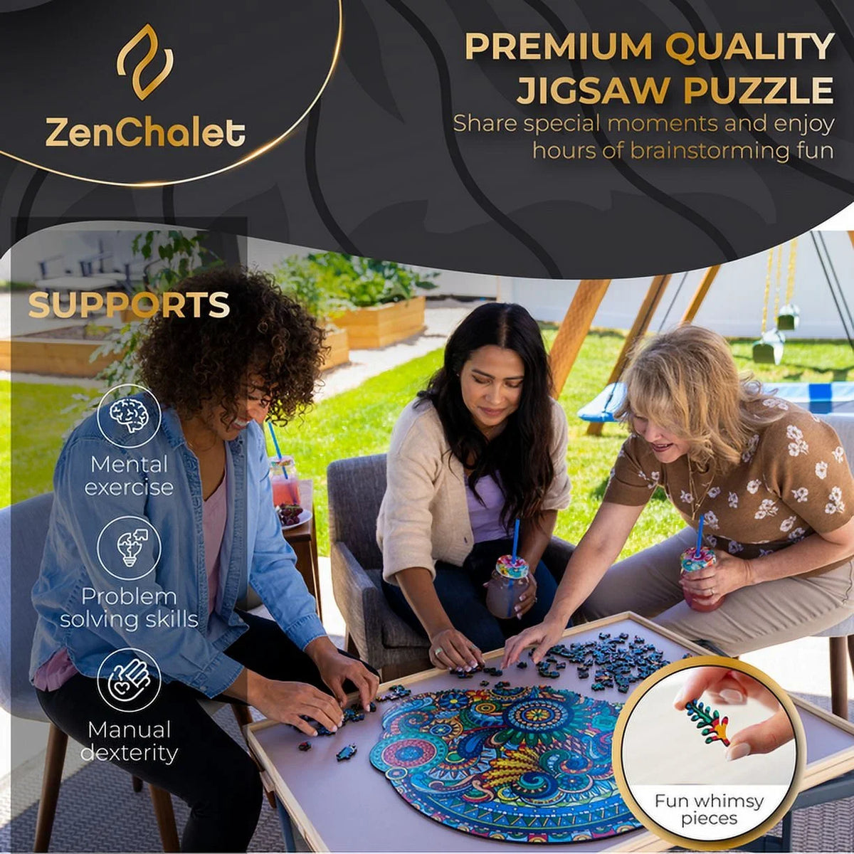 Retro ZenChalet for Pieces Puzzle 1000 Jigsaw Wooden featuring Premium Adults Floral