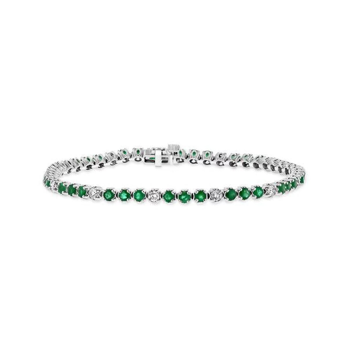 Diamond & Emerald White Bracelet, 14K CTW Gold BRB398ED Louis 3.09 Creations