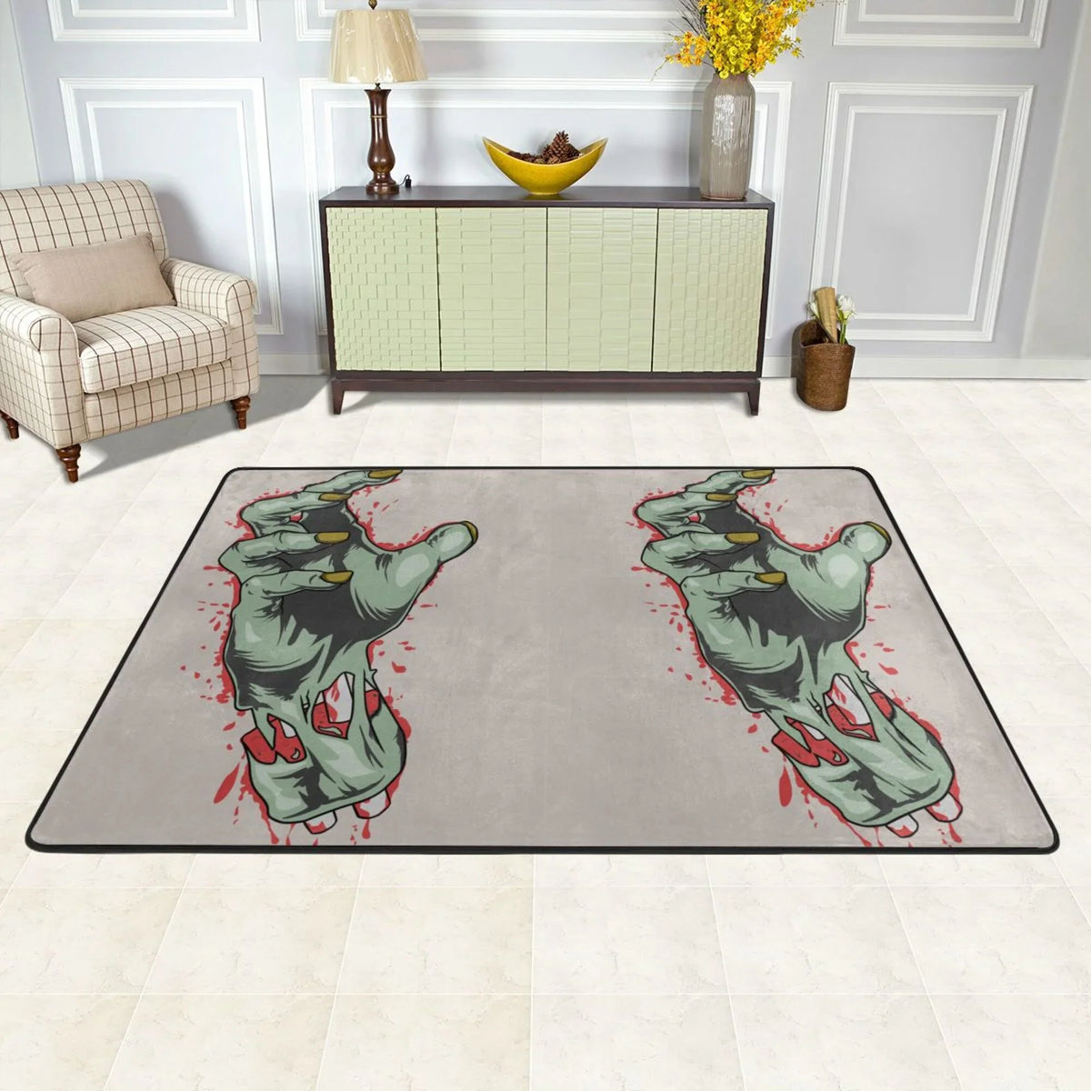 Area Floor Kitchen Room Rugs Horror Mat Entrance, Doormat Indoor,72"x48" Non-slip Zombie for Rug Living Hand Facecloth Sink Outdoor Area XMXY Blood