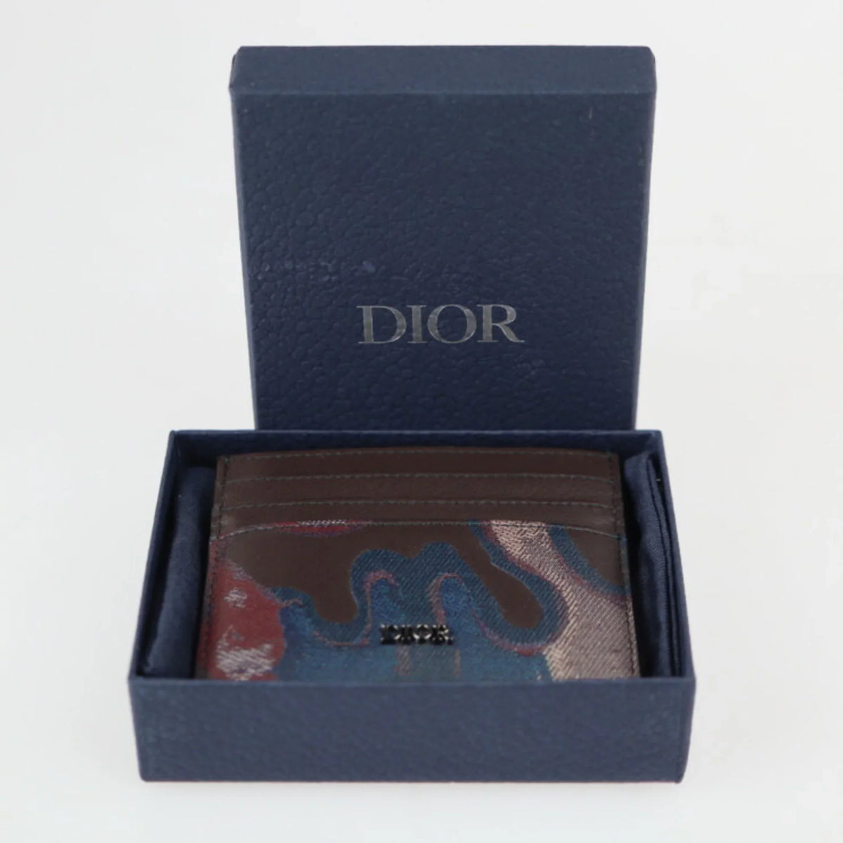 Marron Case Camouflage Calf New) Brown 2ESCH135UCN Leather Card Pre-Owned Christian Dior Multicolor Business Holder Dior Series Pattern (Like