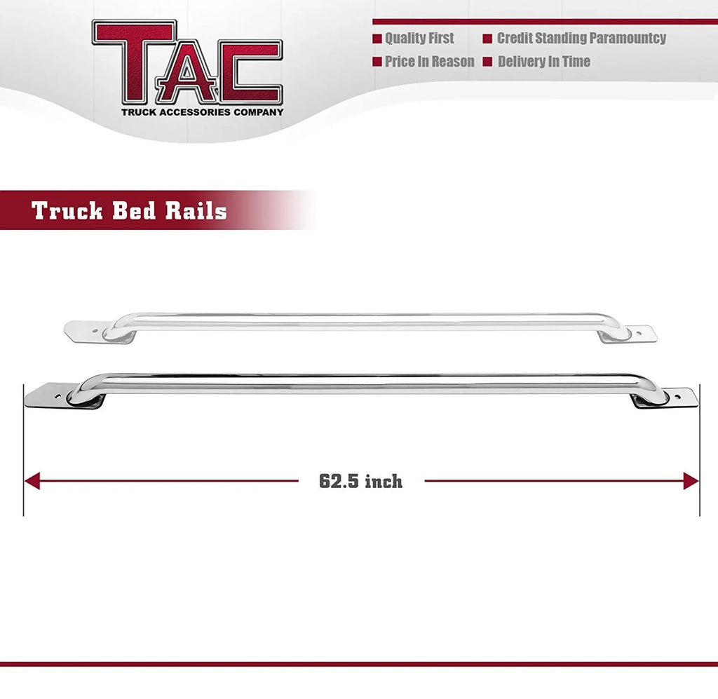 Stainless 2014-2024 Short T304 Bed Side Exterior rails Bed Off Steel 2pcs 1500/GMC Sierra Automotive 1500 Rails Chevy TAC Road Silverado 5.5ft Accessories truck Fit