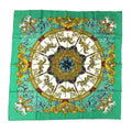 90 Embroidery PARK aq5159 Silk Park Pre-Owned Carousel HERMES Amusement Green Muffler (Good) Hermes Carre 100% LUNA Scarf