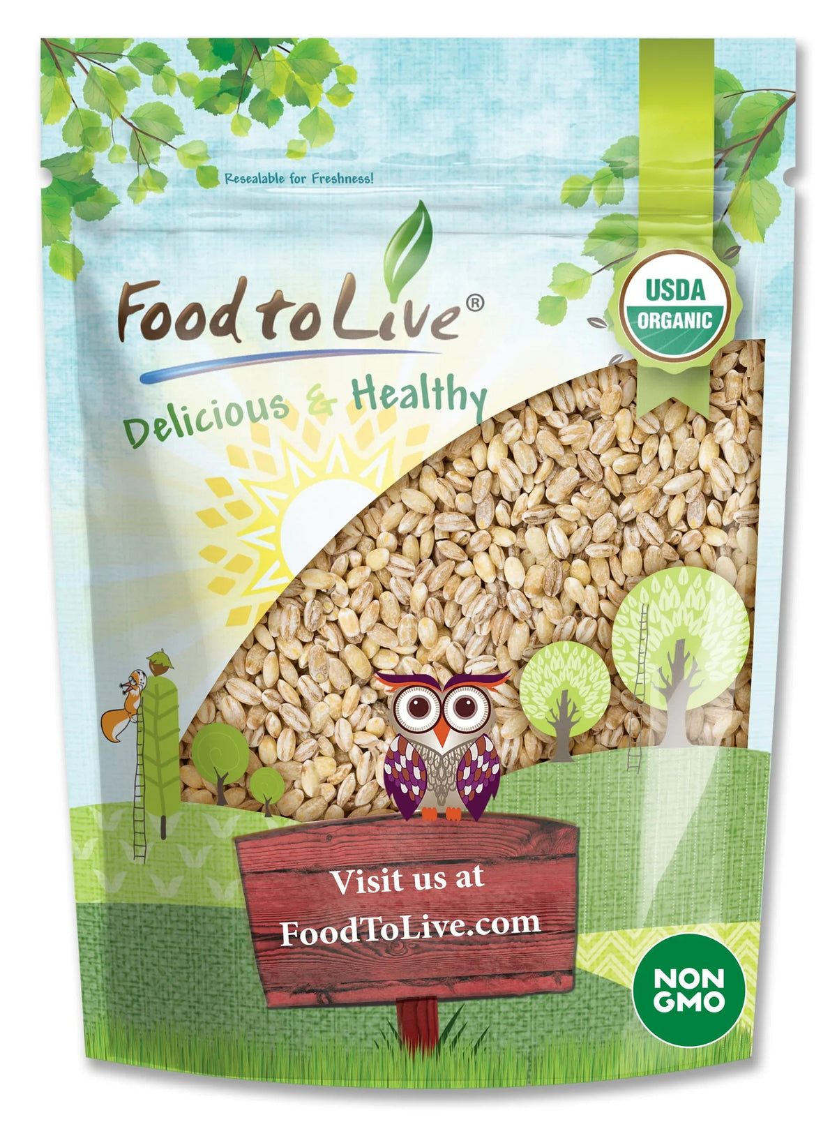 6 Kosher, — Live Food by Vegan Non-GMO, Barley, — Pearl Organic Pounds to Raw,