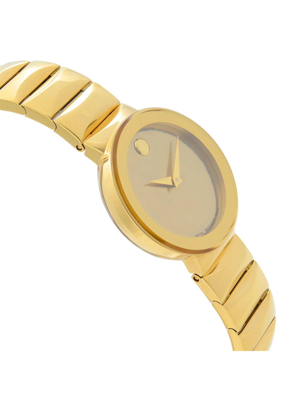 Dial MOP 26mm Ladies Gold Sapphire Quartz Movado Museum Steel Watch 0607049