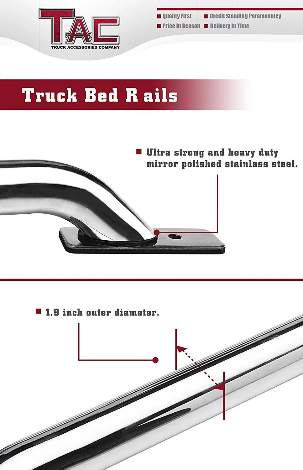 Stainless 2014-2024 Short T304 Bed Side Exterior rails Bed Off Steel 2pcs 1500/GMC Sierra Automotive 1500 Rails Chevy TAC Road Silverado 5.5ft Accessories truck Fit