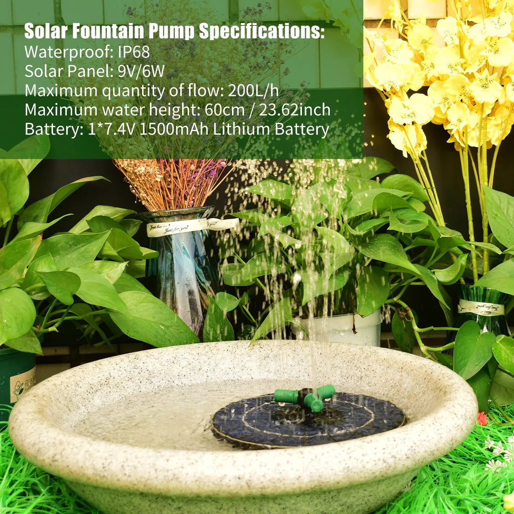 Pump Off fountain,Led With 9 With Auto-shut 9 Pump Led Solar Nozzle Battery Auto-shut Qisuo Solar Solar Battery 6w Auto-shut Nozzle Off Off Rotatable 9 Inch Yaliya Water Inch Water Bath With