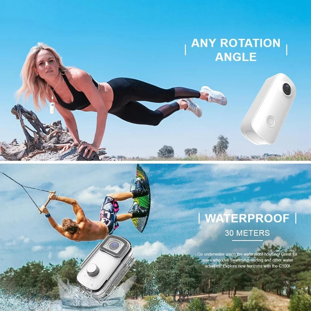 Waterproof APP Back Action Clip Sharing Video Connection SJCAM Built-in Body Magnetic with Battery 1080P30fps Lanyard Digital Case WiFi Waterproof C100 30M