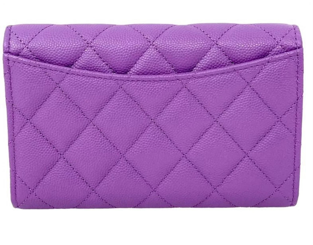 Bag Clutch Chanel Long Purple NEW Leather Wallet Quilted