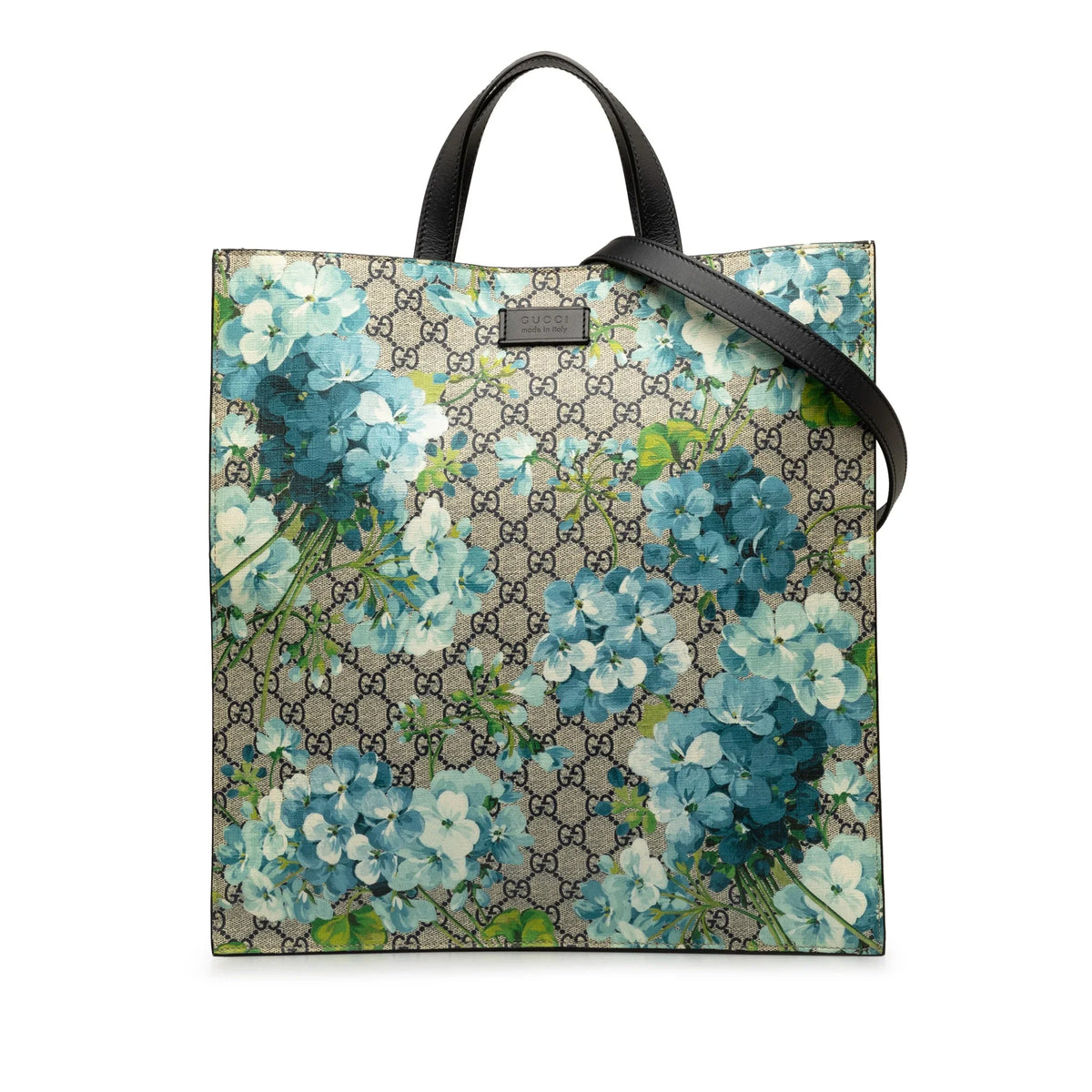 Coated Pre-Owned Gucci Tote Soft Fabric Supreme GG Canvas Unisex Satchel (Good) Authenticated Blooms Convertible Blue