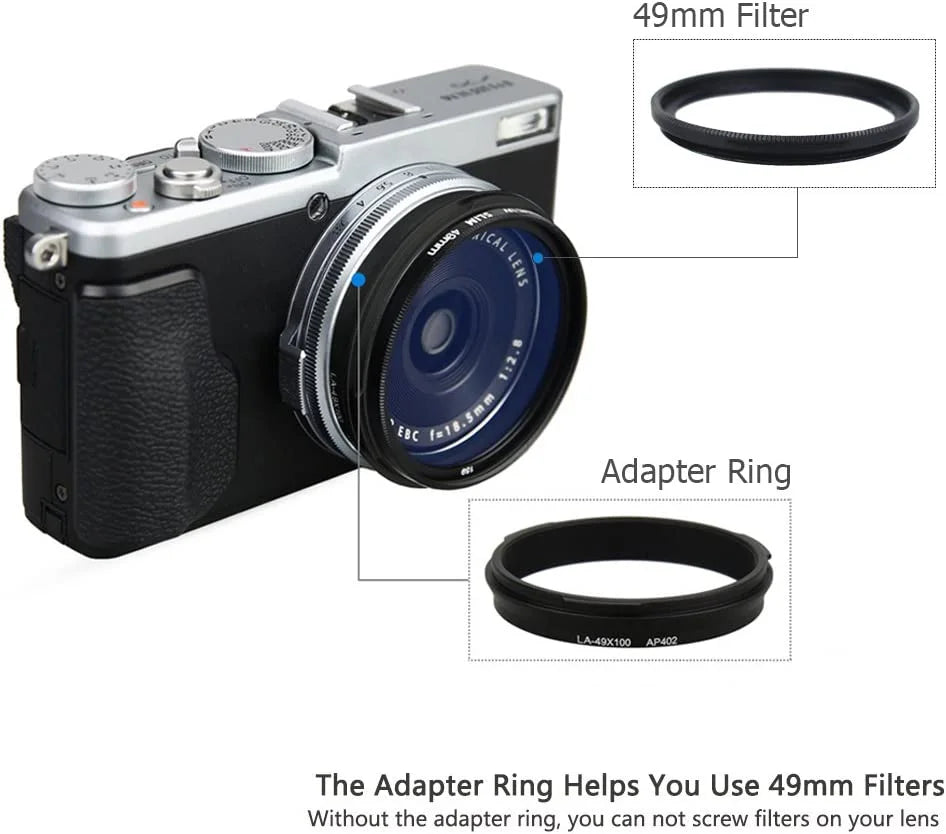 Lens X100 Alloy Fujifilm Lens Fuji Fuji Lens Aluminum & X100F X100T Adapter X100S Shade for Ring Hood -Black Hood X70 JJC Replace X100V Set LH-X100
