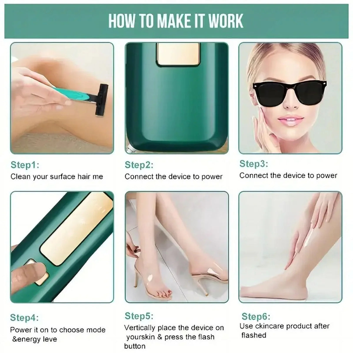 Long-Lasting for Result in Reducing Hair Face, Remover, Safe Green Hair Laser for Painless Laser Removal, Nearly Body Growth VQJTCVLY Hair Flawless & Painless, Removal, Facial Hair
