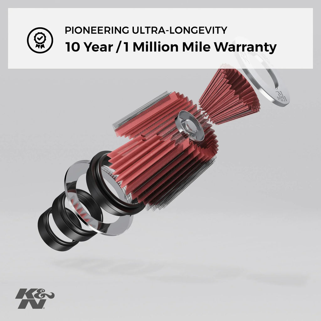 K&N (191 8 Tapered; mm) mm) 6 5 (127 Round in Base; Height; Clamp-On 7.5 mm) (152 Filter: in Air Universal in Flange RF-1044 ID; in (203 mm) Top