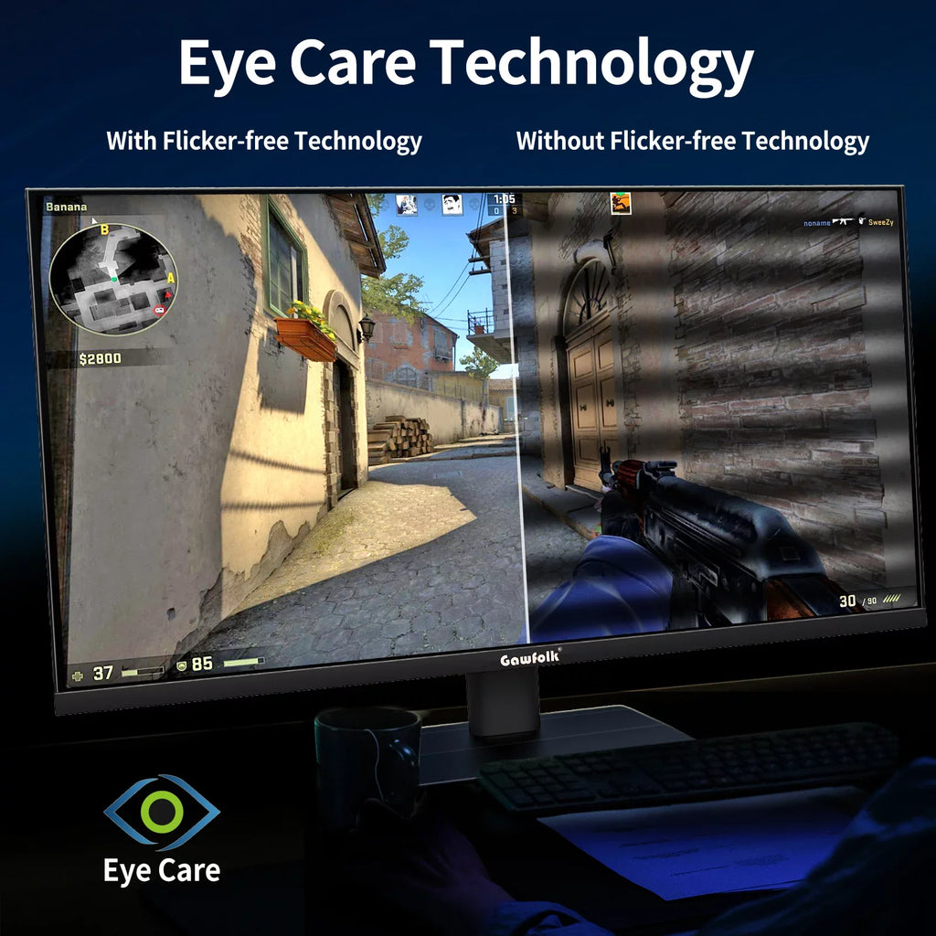 Supports Gaming Full Display 27" 1080P Bezel-less PC and HDMI DP 165Hz, Monitor (Black) HD Gawfolk