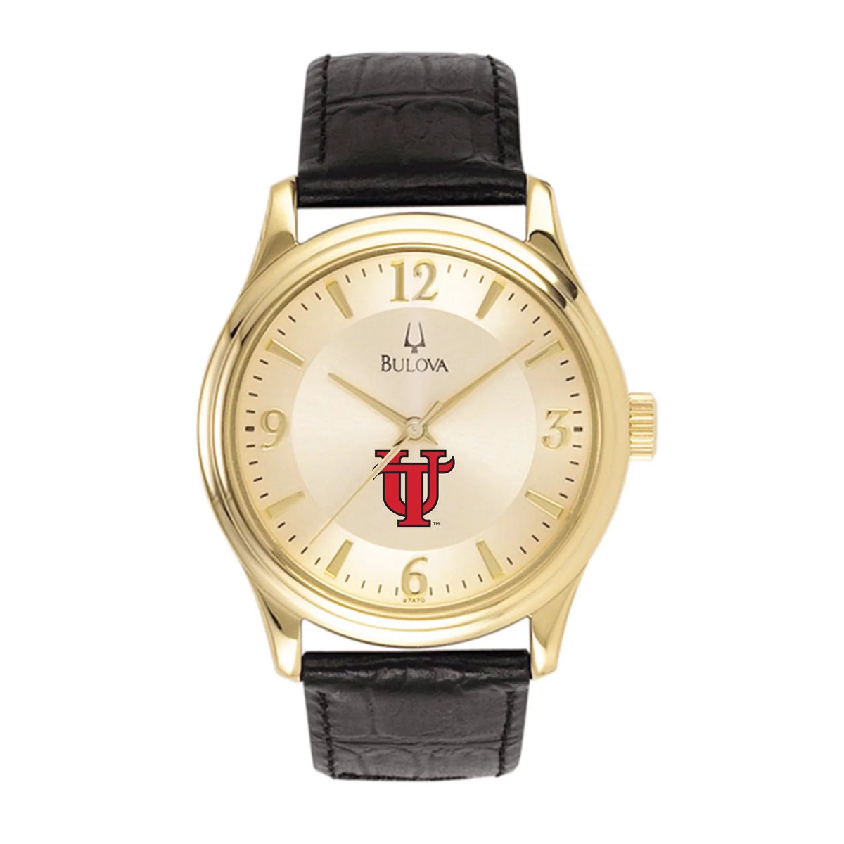 Band Watch with Gold/Black Steel Leather Tampa Men's Stainless Bulova Spartans