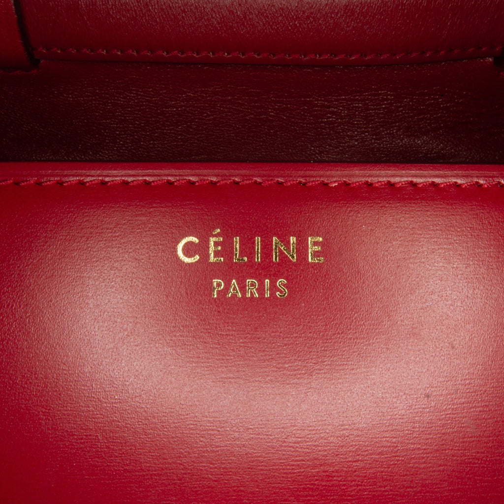Calf Crossbody Pre-Owned Small (Good) Unisex Classic Box Bag Celine Authenticated Red Leather