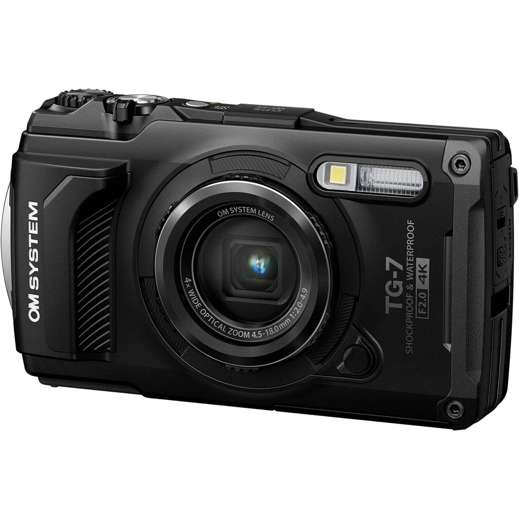 Digital Floating Case + +Tripod Grip Battery + SYSTEM -128GB Tough OM Hand Kit Camera (Black) Extra Olympus + TG-7